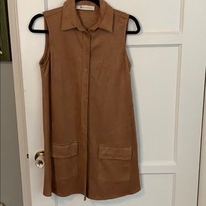 Suede short sleeve dress